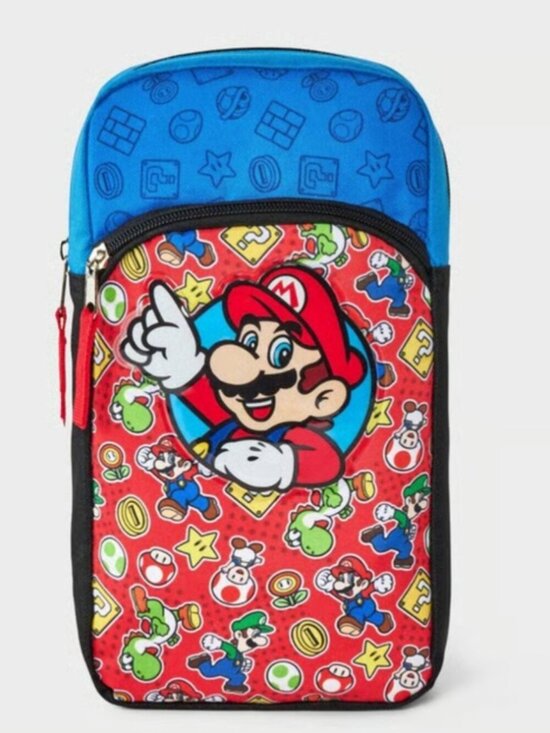 Super Mario Bros Other - Super Mario Bros Kids Sling Bag Shoulder Backpack Red Blue NWT Small